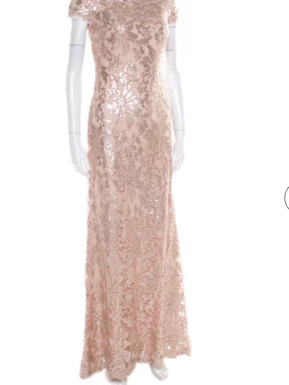 Tadashi Shoji Blush Pink Sequin Lace Maxi Gown
